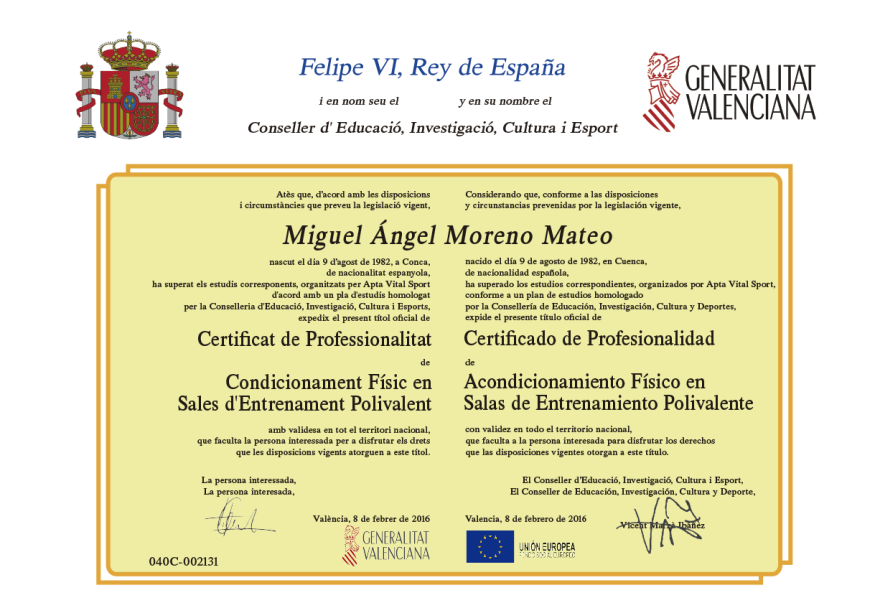 Titulo Certificado oficial Profesional