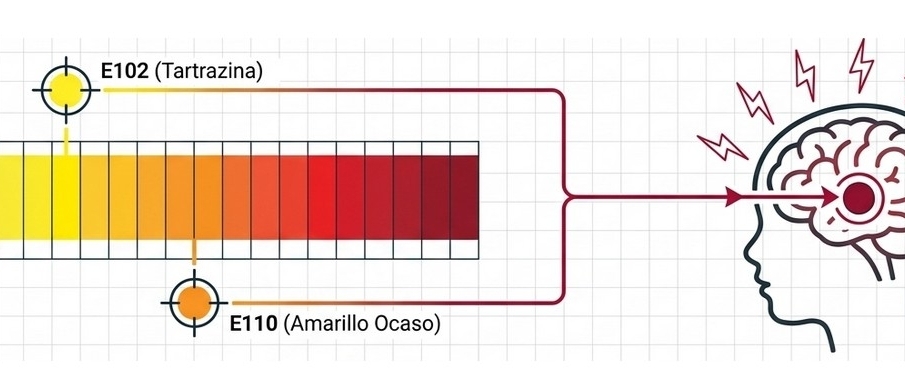 Colorantes artificiales (E102, E110, E129 o rojo 40) y peligros