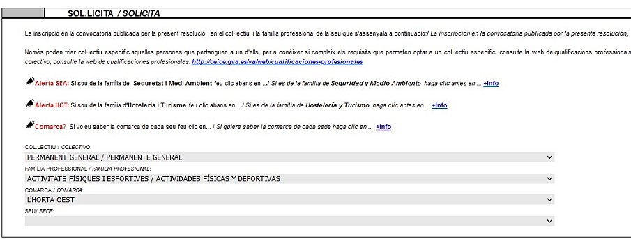 deberemos rellenar la solicitud