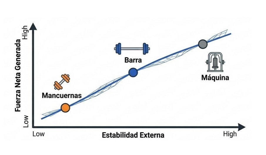 Análisis comparativo en press de banca: Barra, mancuernas y máquinas