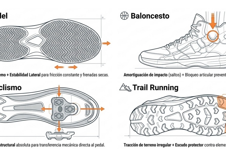 zapatilla para senderismo padel baloncesto ciclismo trail running