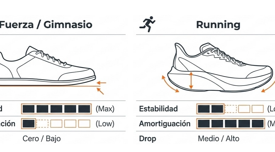 Zapatillas para entrenamiento de fuerza gimnasio pesas