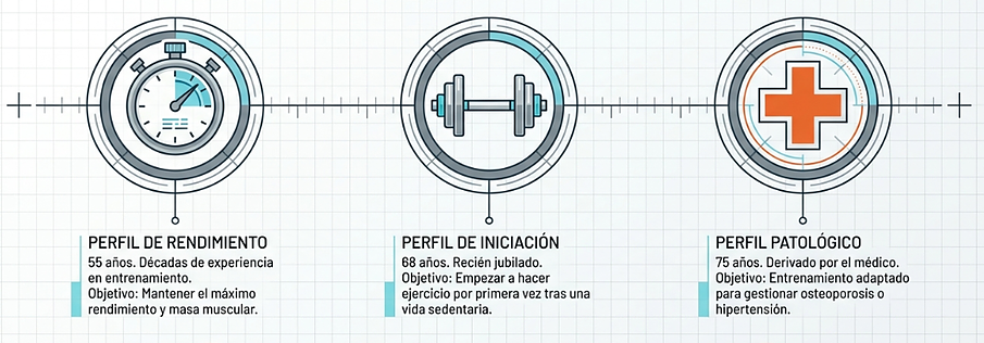 Segmentación de perfiles de personas mayores para gimnasios: rendimiento, iniciación y patológico
