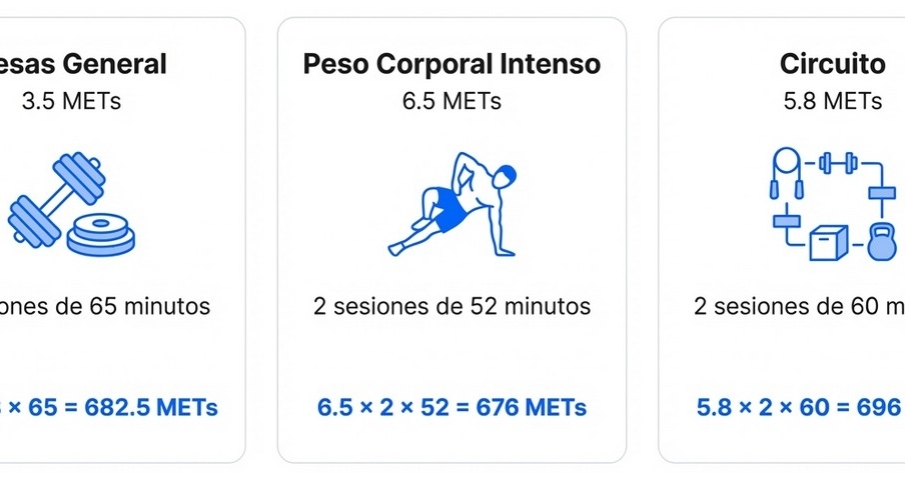 Ejemplos para llegar a los 680 METs/min