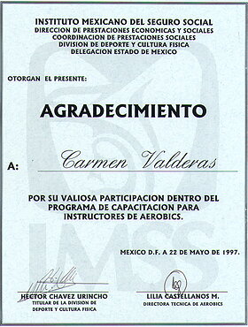 Reconocimiento a Carmen Valderas: Instituto Mexicano del Seguro Social
