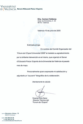 Reconocimiento a Carmen Valderas: Servei d’Educació Física i Esports